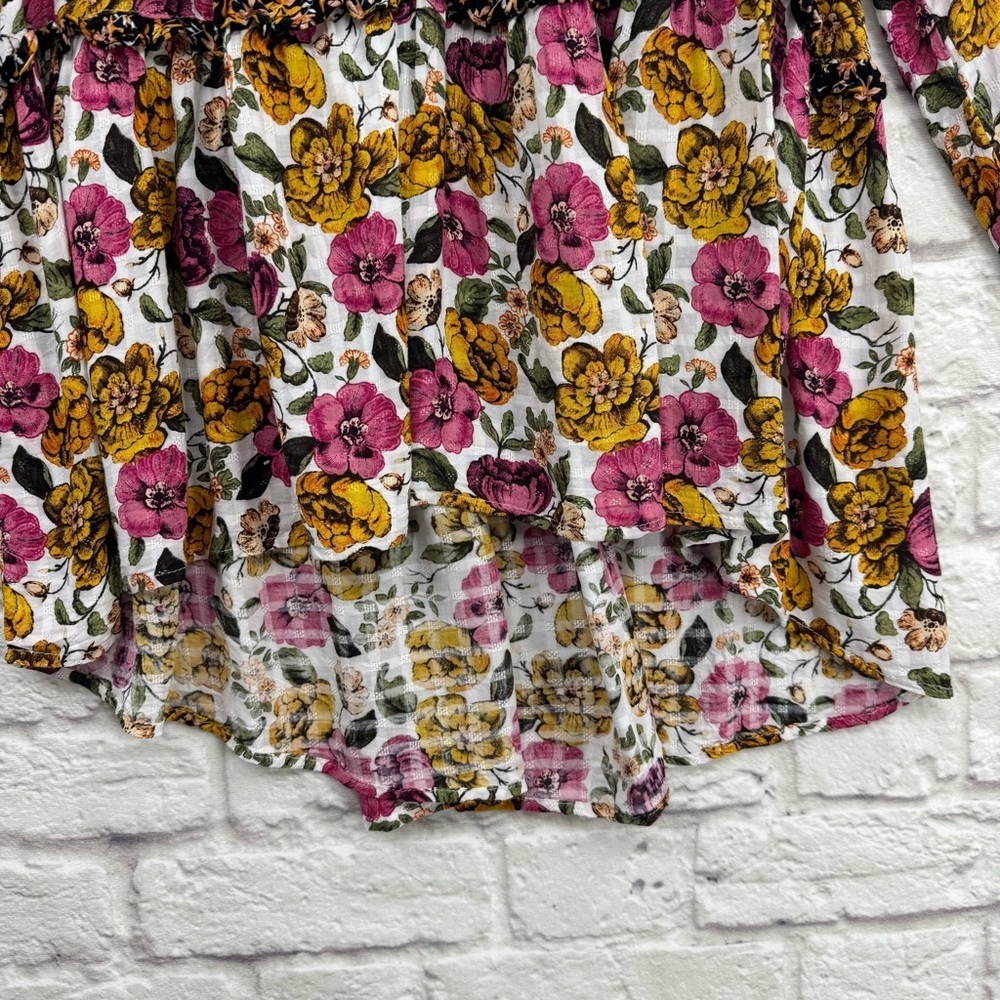 Jane + Delancey Floral Ruffle Long Sleeve Blouse Top - Size M - Boho Cottagecore - Picture 2 of 14